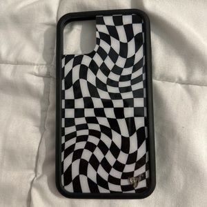 wildflower black and white crazy checkers iphone 11 case
